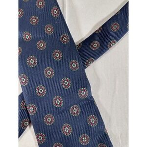 Kenneth Gordon New Orleans Mens Silk Tie Navy Blue Pink Medallion Hand Printed